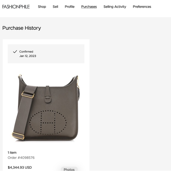 Hermes Taurillon Clemence Evelyne III PM Etain - Picture 8 of 8